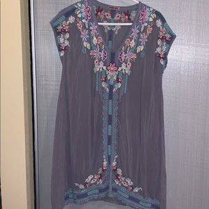 Johnny Was dress!! Light gray-blue